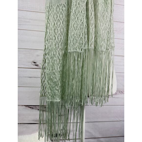 Vintage CEJON Fringe‎ Scarf Shimmer Seafoam Color NWT - Picture 3 of 7